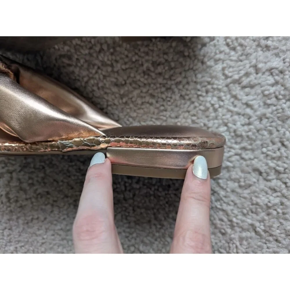 NIB Aerosoles Rose Gold Metallic Leather Jordan Sandal Slides Sz 6